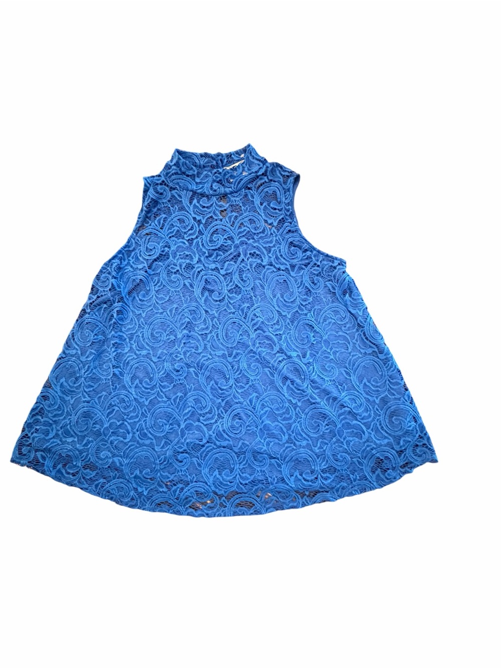 Ashley Stewart Sleeveless Lace Blouse Lapis Blue 22/24 New High Neck Swing Flowy